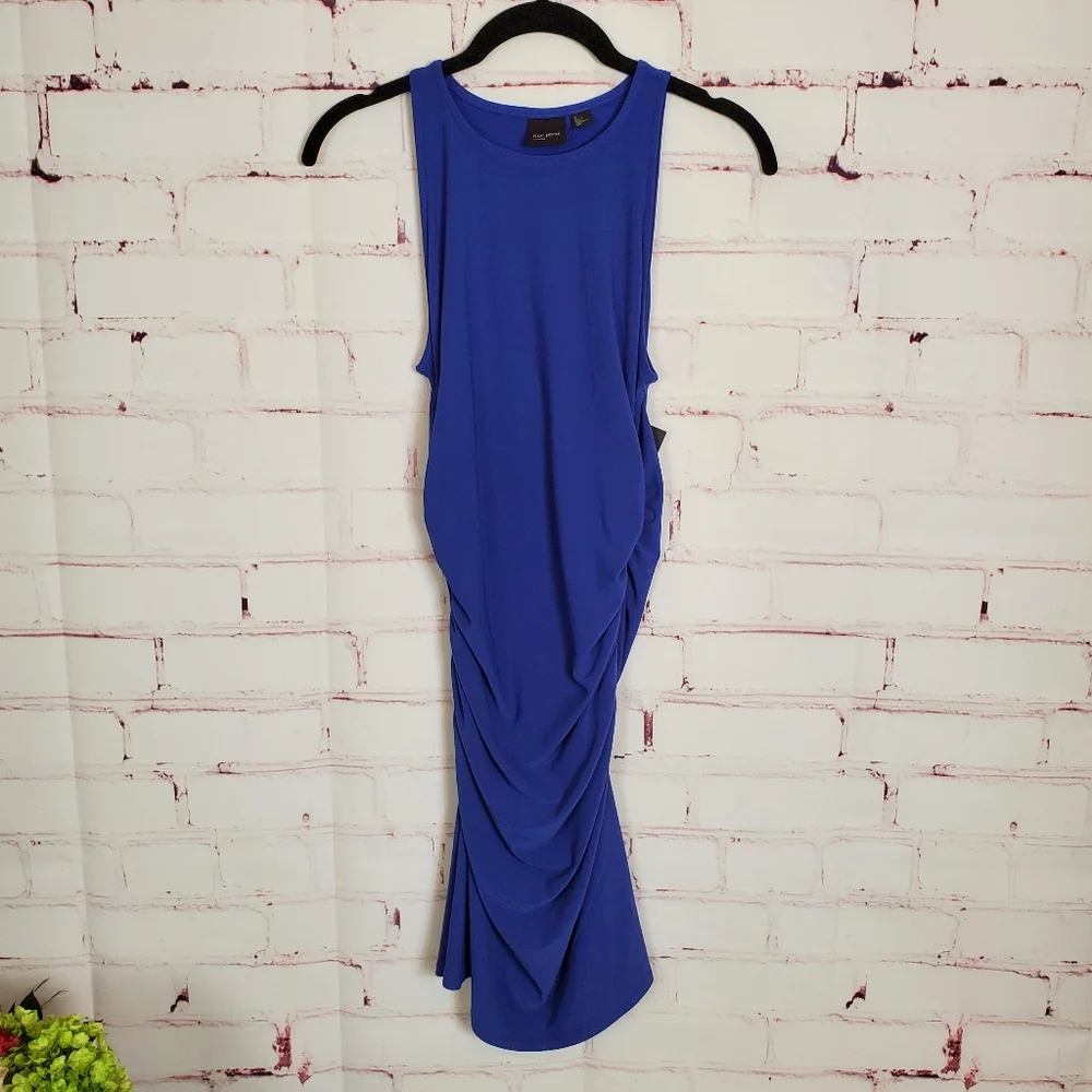 Free Press Side Ruched Tank Knit Mini Dress Blue S - Picture 6 of 8